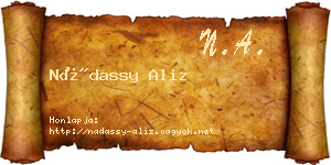 Nádassy Aliz névjegykártya